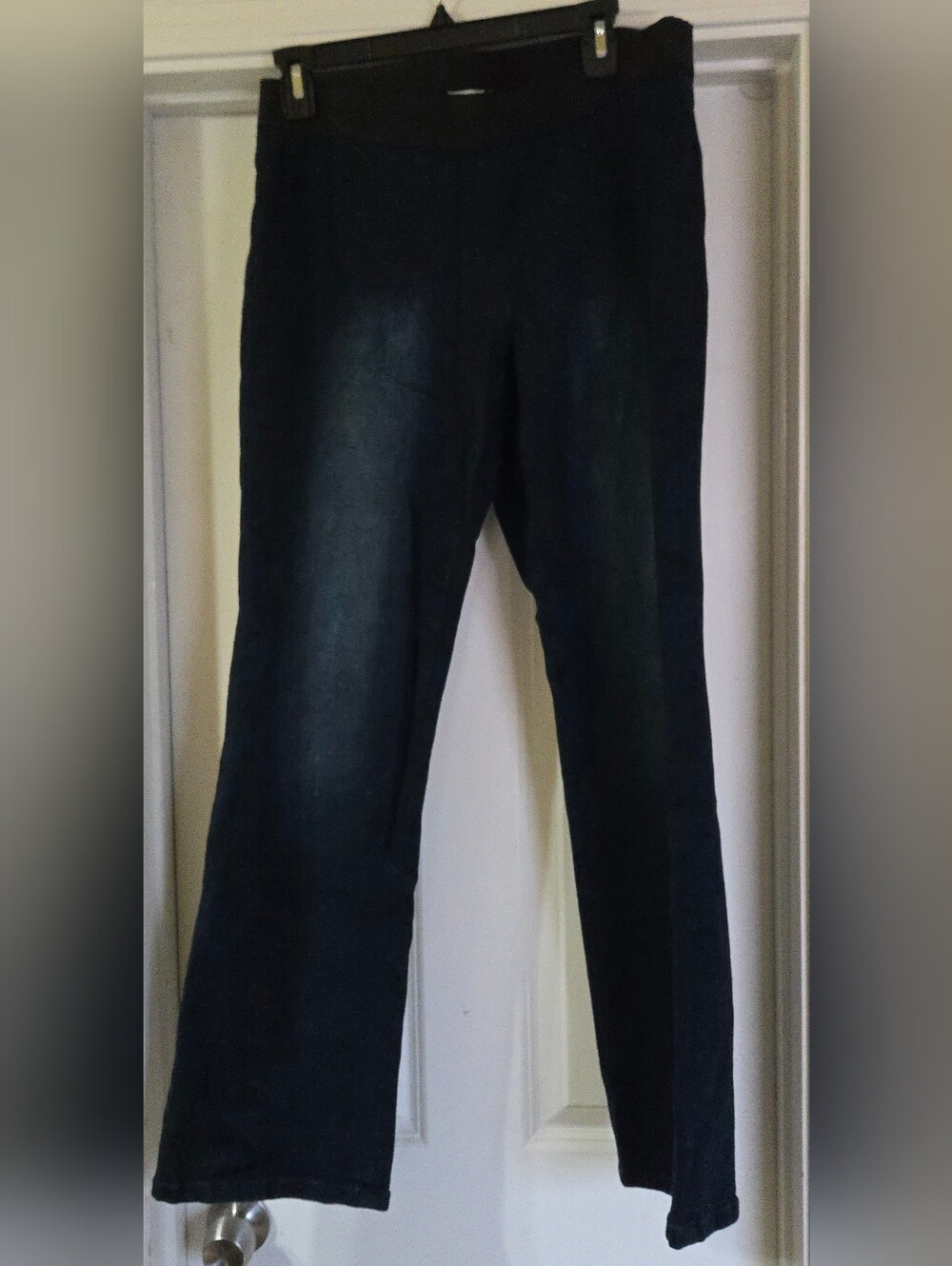 Boston Proper Women's Dark Navy Pull-On Boot-Cut Denim Jeans Very Good Size 14